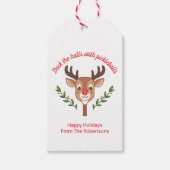 Gepersonaliseerde Schattigee rendier pickleball Cadeaulabel (Voorkant)