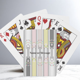 Gepersonaliseerde Schattigee Retro Kleurrijke Lama Pokerkaarten