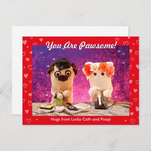 Gepersonaliseerde Schattigee rode stijlvolle harte Briefkaart (Voorkant / Achterkant)