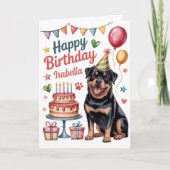Gepersonaliseerde Schattigee Rottweiler Verjaardag Kaart (Voorkant)