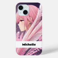 Gepersonaliseerde Schattigee Roze Anime Meisje iPh