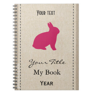 Gepersonaliseerde Schattigee Roze Bunny Linen Look Notitieboek