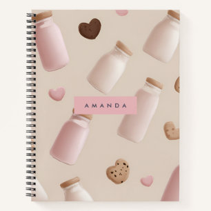 Gepersonaliseerde Schattigee Roze Cookie en Aardbe Notitieboek