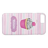 Gepersonaliseerde Schattigee roze cupcake Case-Mate iPhone Case (Achterkant (Horizontaal))