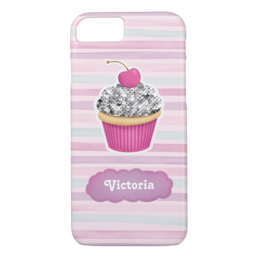 Gepersonaliseerde Schattigee roze cupcake Case-Mate iPhone Case (Achterkant)