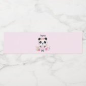 Gepersonaliseerde Schattigee roze panda Waterfles Etiket (Enkel label)