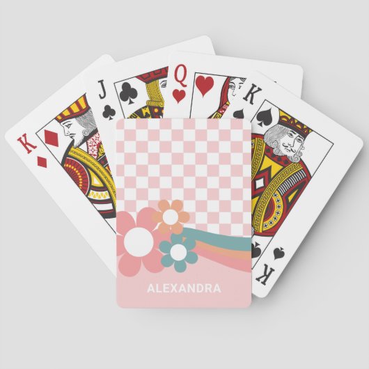 Gepersonaliseerde Schattigee roze speelkaarten (Achterkant)