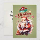 Gepersonaliseerde Schattigee Santa Flat Vakantie K Feestdagenkaart (Voorkant / Achterkant)