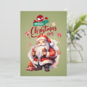 Gepersonaliseerde Schattigee Santa Flat Vakantie K Feestdagenkaart (Staand voorkant)