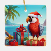Gepersonaliseerde Schattigee Santa Parrot Beach Ke Keramisch Ornament (Voorkant)