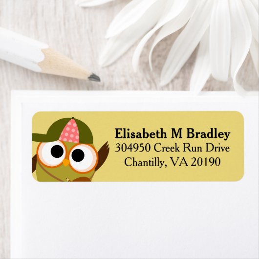 Gepersonaliseerde Schattigee School Uil Student Etiket (Insitu)