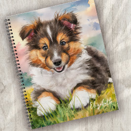 Gepersonaliseerde Schattigee Sheltie Puppy Dog Notitieboek