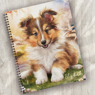 Gepersonaliseerde Schattigee Sheltie Puppy Dog Notitieboek