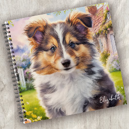 Gepersonaliseerde Schattigee Sheltie Puppy Dog Notitieboek