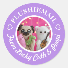 Gepersonaliseerde Schattigee stijlvolle Paarse fot Ronde Sticker