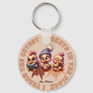 Gepersonaliseerde Schattigee Thanksgiving Leraar G Sleutelhanger