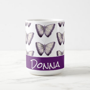 Gepersonaliseerde Schattigee trendy mooie vlinder Koffiemok