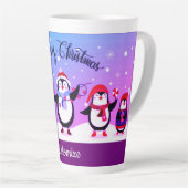 Gepersonaliseerde Schattigee Vakantie Pinguïns 2 Latte Mok (Rechterhoek)