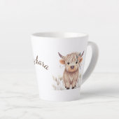 Gepersonaliseerde Schattigee Waterverf Highland Ko Latte Mok (Rechterhoek)