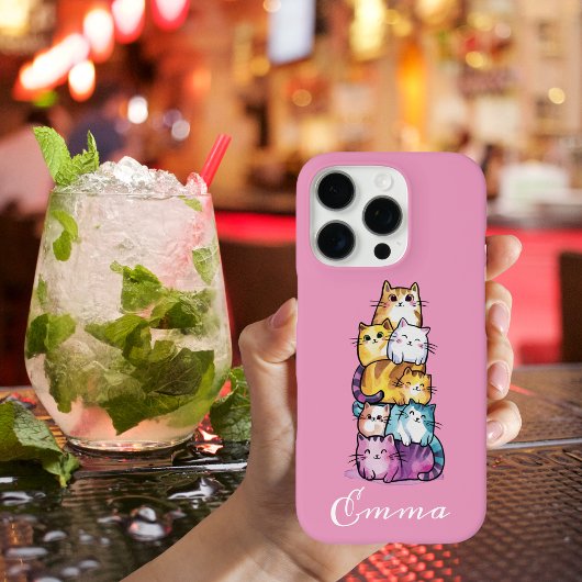Gepersonaliseerde Schattigee Waterverf katten, min Case-Mate iPhone Case