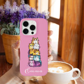 Gepersonaliseerde Schattigee Waterverf katten, min Case-Mate iPhone Case