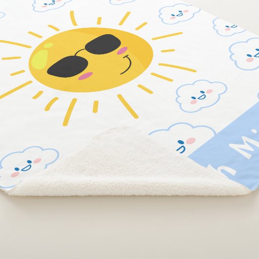 Gepersonaliseerde Schattigee zon en cloud Baby Sherpa Deken (3/4)