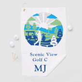 Gepersonaliseerde Schilderachtig Cursus Retro Mode Golfhanddoek (Insitu)