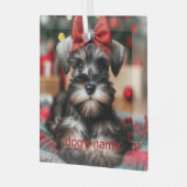 Gepersonaliseerde schnauzer glas ornament (Voorkant links)