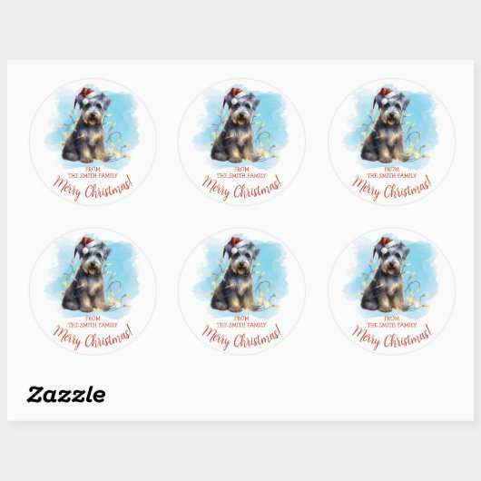 Gepersonaliseerde Schnauzer Kerstmis Ronde Sticker (Vel)