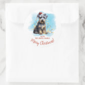 Gepersonaliseerde Schnauzer Kerstmis Ronde Sticker (Tas)