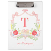 Gepersonaliseerde School Crest | Monogram leraar Klembord (Voorkant)