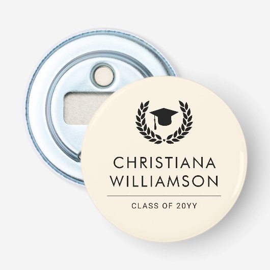 Gepersonaliseerde School en College Graduation Ele Button Flesopener (Voorkant)
