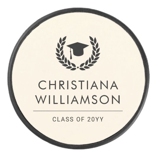 Gepersonaliseerde School en College Graduation Ele Hockey Puck (Voorkant)
