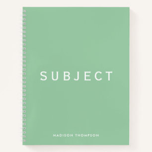 Gepersonaliseerde school onderwerp Boho Mint Green Notitieboek