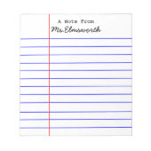 Gepersonaliseerde School Paper Design - Leraar Gif Notitieblok (Voorkant)