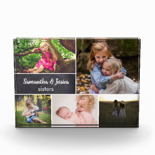 Gepersonaliseerde schoolbord zusters Fotocollage Fotoblokken