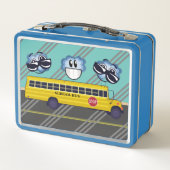 Gepersonaliseerde schoolbus Happy Face Metal Lunch (Achterkant)