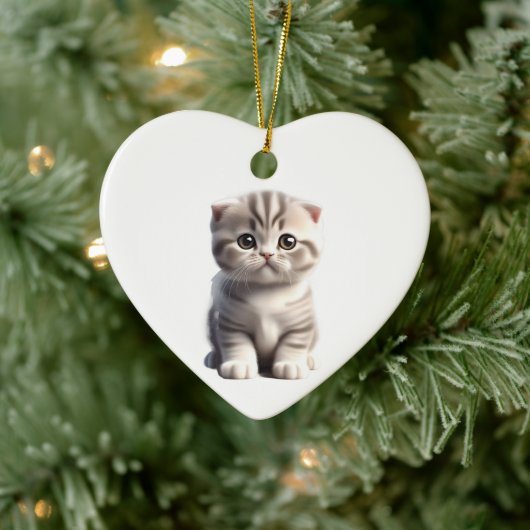 Gepersonaliseerde Schotse Fold Kitten Keramisch Ornament (Boom)
