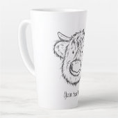 Gepersonaliseerde Schotse Hoogland Koe Schetsportr Latte Mok (Linkerhoek)