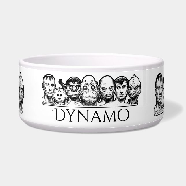 Gepersonaliseerde Sci-Fi Ceramic Pet Bowl. Voerbakje (Voorkant)