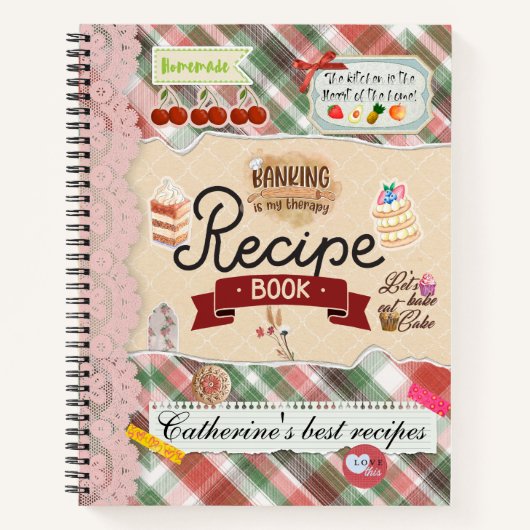 Gepersonaliseerde Scrapbooking Collage Stijl Recep Notitieboek (Voorkant)