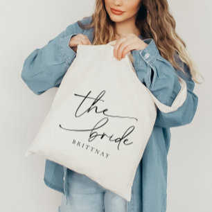 Gepersonaliseerde Script Bride's Name Canvas tas