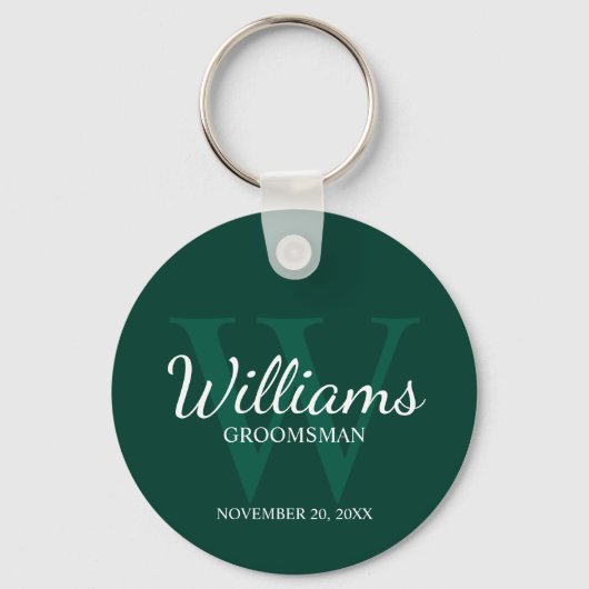 Gepersonaliseerde Script Groomsmen name&Monogram Sleutelhanger (Voorkant)