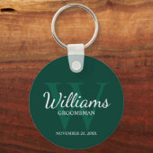 Gepersonaliseerde Script Groomsmen name&Monogram Sleutelhanger (Voorkant)