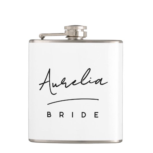 Gepersonaliseerde Script Handtekening Naam Bachelo Heupfles (Voorkant)