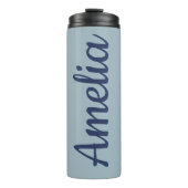 Gepersonaliseerde scriptnaam Lichtblauw Bruidsguns Thermosbeker (Voorkant)