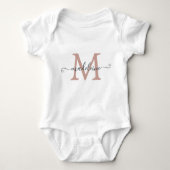 Gepersonaliseerde scriptnaam Monogram Dusty Roos Romper (Voorkant)