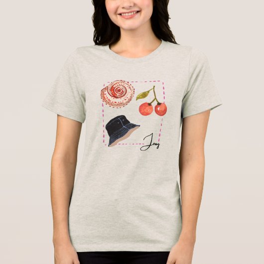Gepersonaliseerde Seashell & Cherry Fisher-Inspire Tri-Blend Shirt (Voorkant)