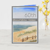 Gepersonaliseerde Seashore Beach 60ste verjaardag Kaart (Gele Bloem)