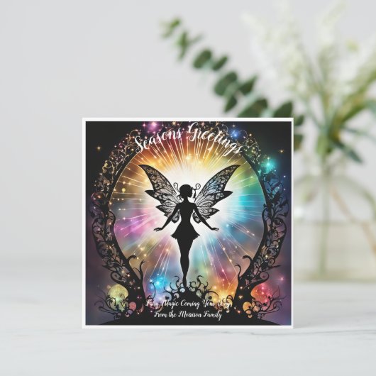 Gepersonaliseerde Seizoenen Groeten Fairy Magic St Kaart (Staand voorkant)